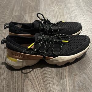 Sorel Black and Tan Sneakers with Breathable Mesh and Cushioned Sole